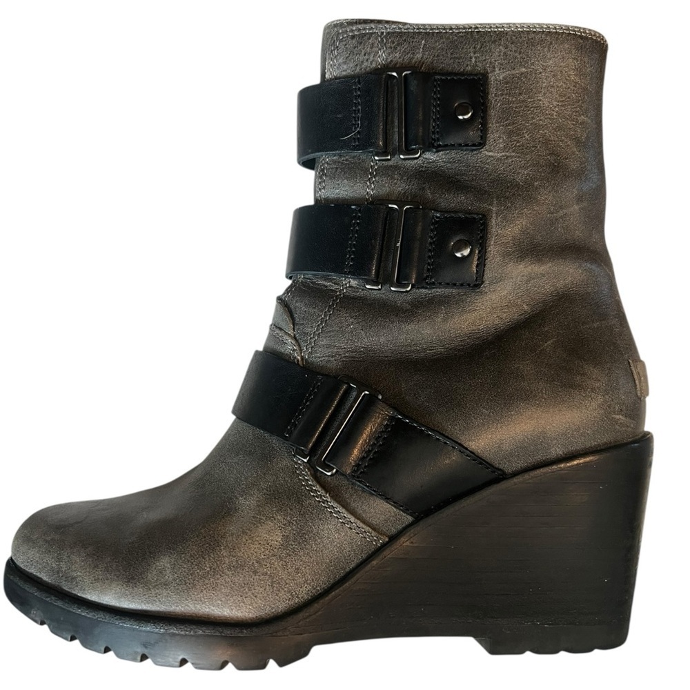 Sorel After Hours Wedge Black and Gray Boots 9.5